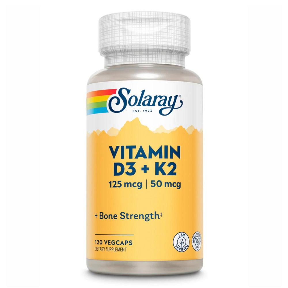 Витамин Д3 + К2 без сои Solaray Vitamin D-3 & K-2 120 vcaps Киев - изображение 1