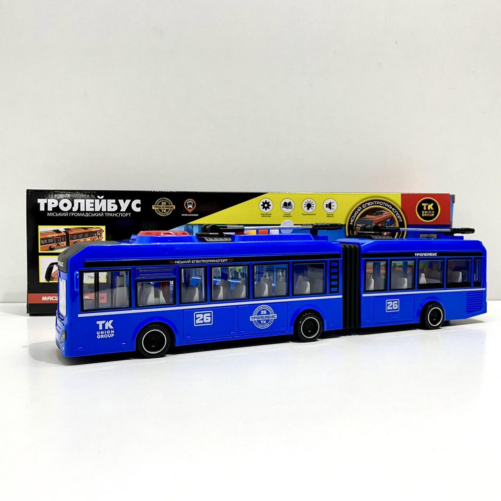 Тролейбус Авто Експерт з інерцією підсвічуванням і звуком відчиняються двері Синій (26487) Чернігів - фото 4