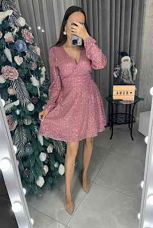 Жіноча святкова блискуча сукня міні з паєтками Одеса