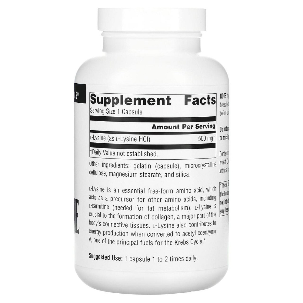 Лизин Source Naturals L-Lysine 500 мг 200 капсул Киев - изображение 2
