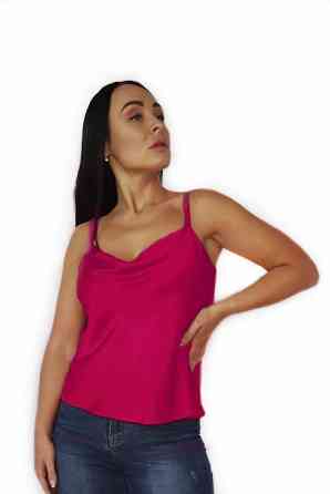 Базова шовкова майка жіноча хомут Малиновий XL Харків