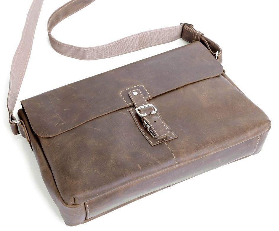 Сумка из натуральной винтажной кожи Коричневая (SHVIGEL) Киев - изображение 12