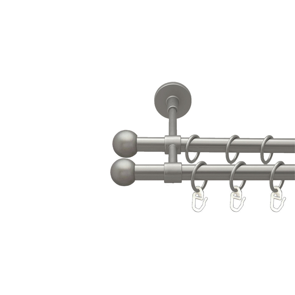 Карниз Orvit Куля Болонь металевий дворядний закритий гладка труба кільце металеве Сатин 16\16 мм 160 см (00-00024302) Львів - фото 1
