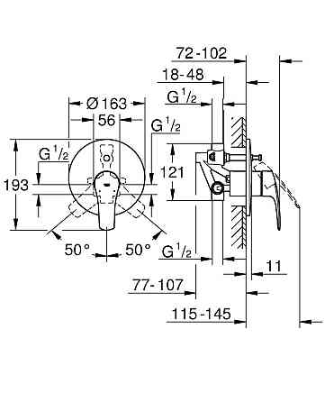 Змішувач прихованого монтажу на 2 споживача Grohe Eurosmart New   ( 33305003 ) 22522 Харків