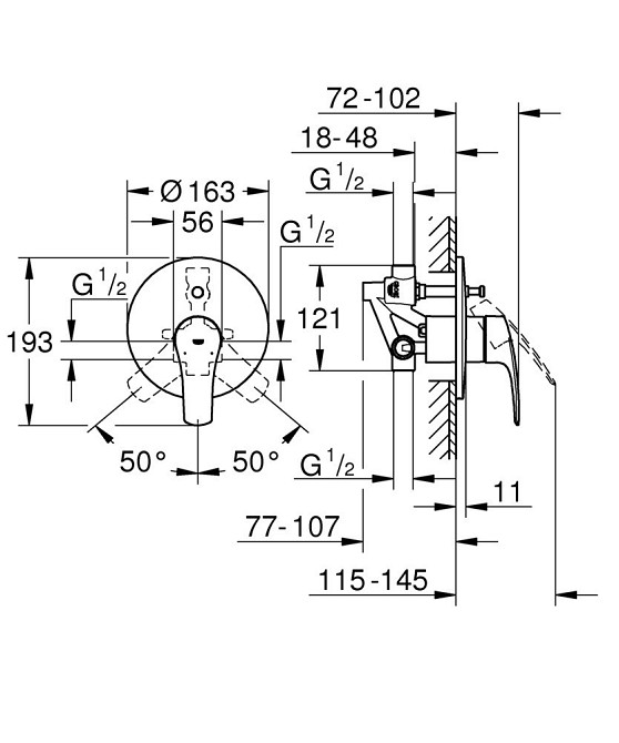 Змішувач прихованого монтажу на 2 споживача Grohe Eurosmart New   ( 33305003 ) 22522 Харків - фото 4