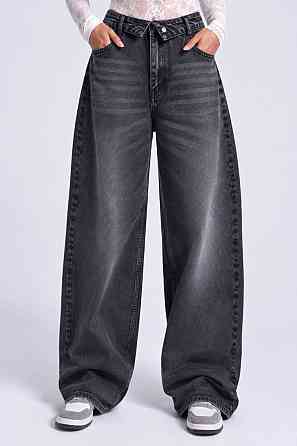 Джинсы женские It’s Basic 4545-2W6-1 straight fit baggy широкие с отвернутым поясом черные, черный, 42, 42, 90 см, 117 см Киев