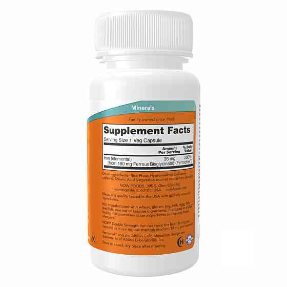 Биглицинат железа Now Iron 36mg Ferrochel 90 vcaps Киев