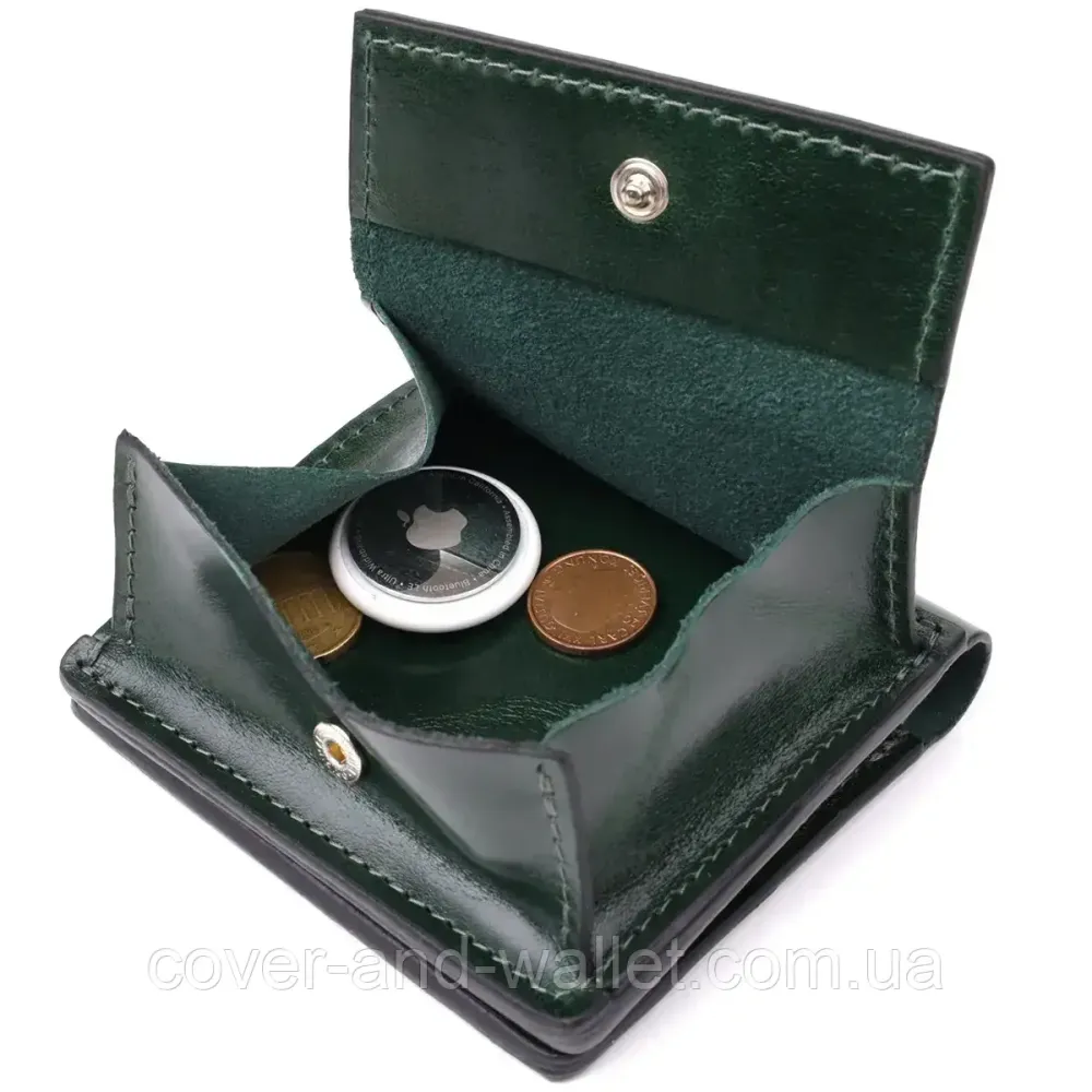 Красивий жіночий гаманець невеликого розміру із італійської шкіри зеленого кольору Grande Pelle Lettera Київ - фото 9