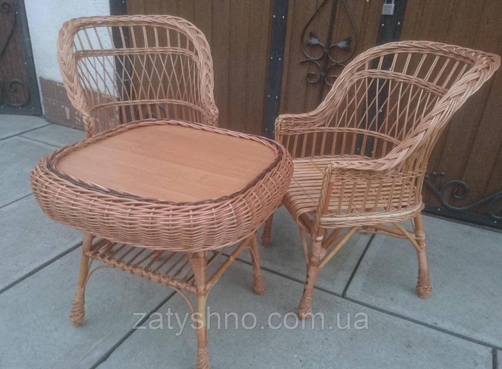 Крісла плетені з журнальним столом із лози. Київ - фото 4