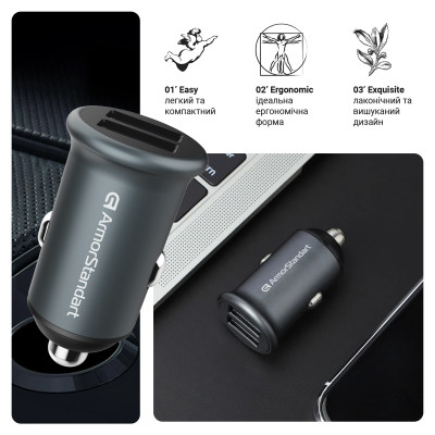 Зарядний пристрій Armorstandart 2xUSB QC3.0 Grey + cable Lightning (ARM82458) Вінниця - фото 4