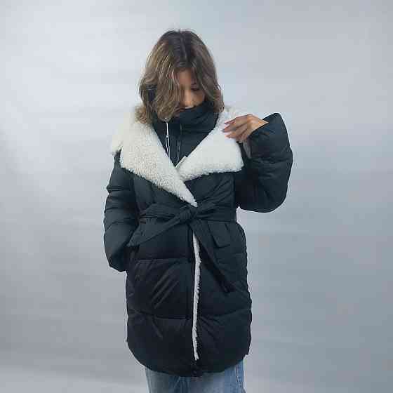 Детская черная зимняя куртка пальто на девочку подростка 164 Николаев