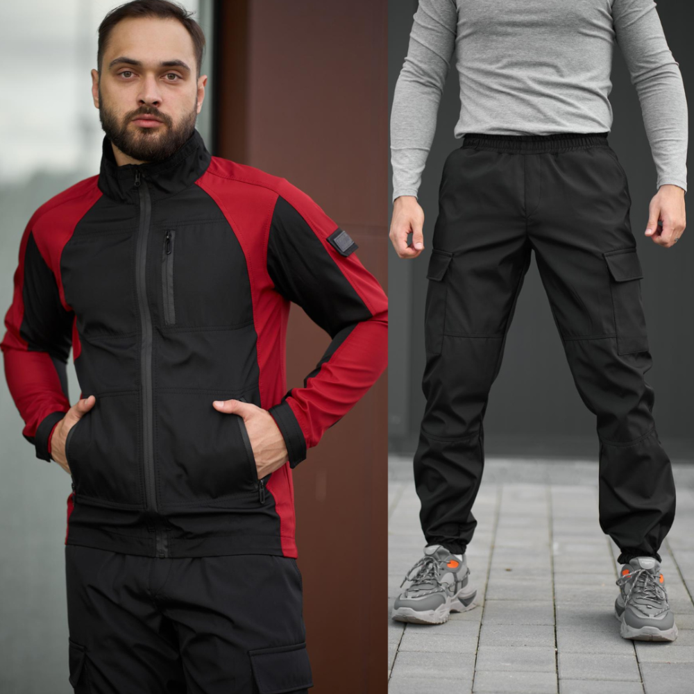 Чоловічий костюм Intruder Softshell куртка спортивна і штани карго весна осінь червоний+чорний Одеса - фото 1