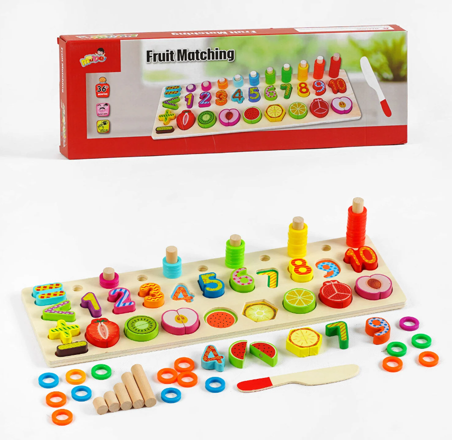 Дошка логічна сортер фрукти цифри (C 60420) Чернігів - фото 1