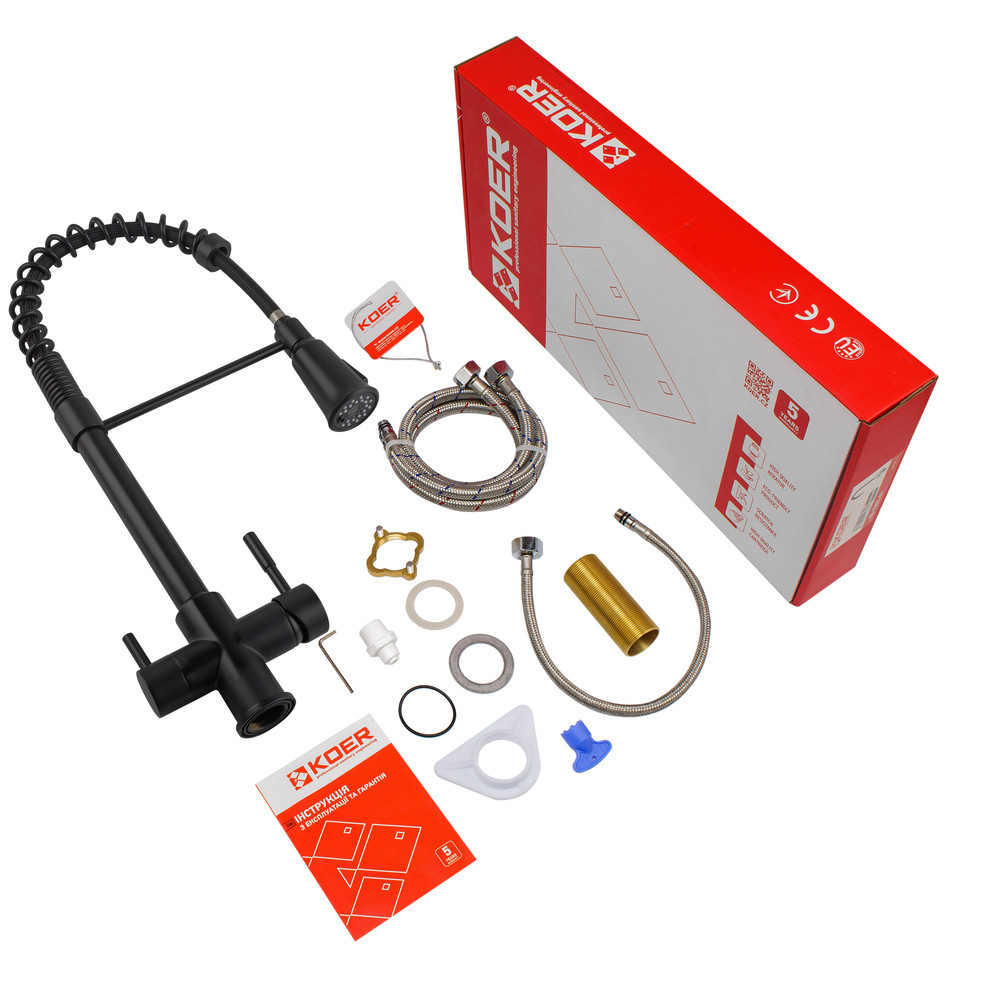 Кухонний змішувач Koer KB-72025-05 з виходом для питної води та пружинним виливом (KR5015) Харків - фото 6