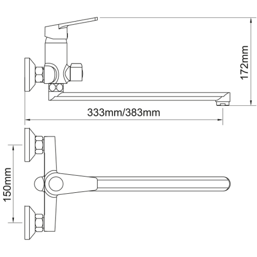 Змішувач S37 d35мм для ванної гусак прямий 350мм дивертор вбудований картрідж (W) Aquatica Житомир - изображение 3