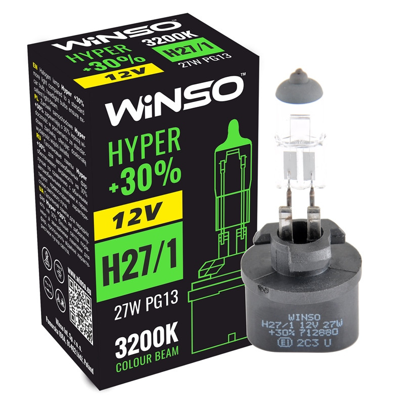 Галогеновая лампа Winso H27/1 12V 27W PG13 HYPER +30% Львов - изображение 1