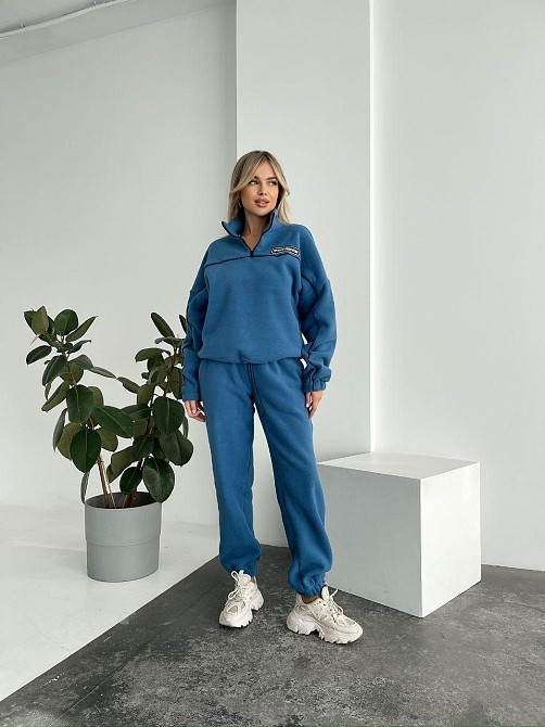Женский флисовый женский костюм-оверсайз турецкий флис Джинс, 42/44 Одесса - изображение 1