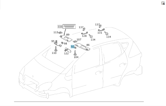 Mercedes-Benz  A2028100712 7D43 Кріплення - клямка сонцезахисного козирка сіра E-class S211 E-class W211 C-class W203 C-class S203 CL203 Sportcoupe CL Одесса