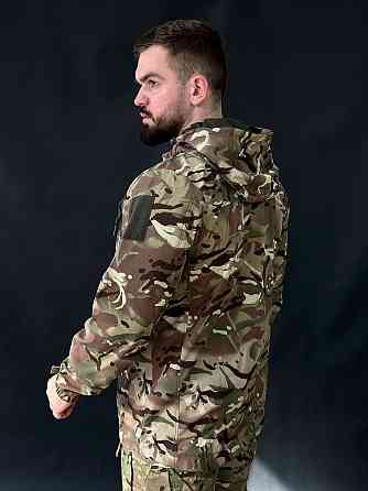 Тактическая ветровка мультикам мужская softshell, весенняя, с велкро, капюшоном и 5 карманами Львов