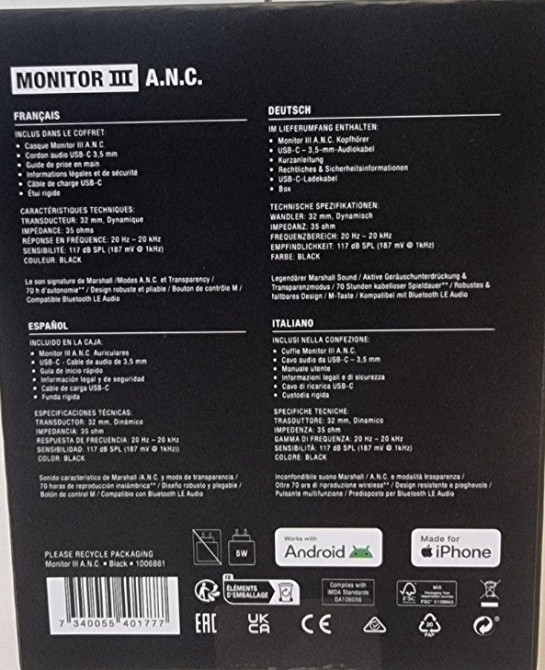 Marshall Monitor  3  Anc  Black. Харків - фото 3