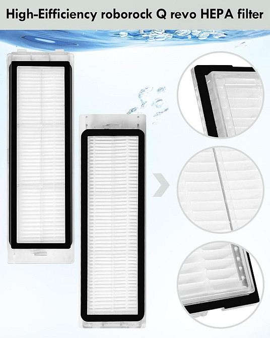 Набір аксесуарів для робота-пилососа Roborock Q Revo P10 19 шт, змінна щітка, серветки мопи для швабри, фільтри, пилозбірники Київ - фото 6