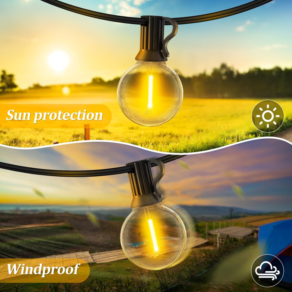 Вулична LED-гірлянда Warlisou 30 м, тепле біле світло, пульт ДК, 4 рівні яскравості, таймер, для саду та тераси Київ - фото 7