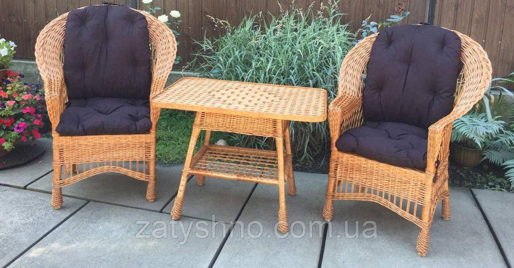 Мебель из лозы на 2 человек|  Мебель плетеная со столом | мебель садовая с подушками Киев - изображение 2