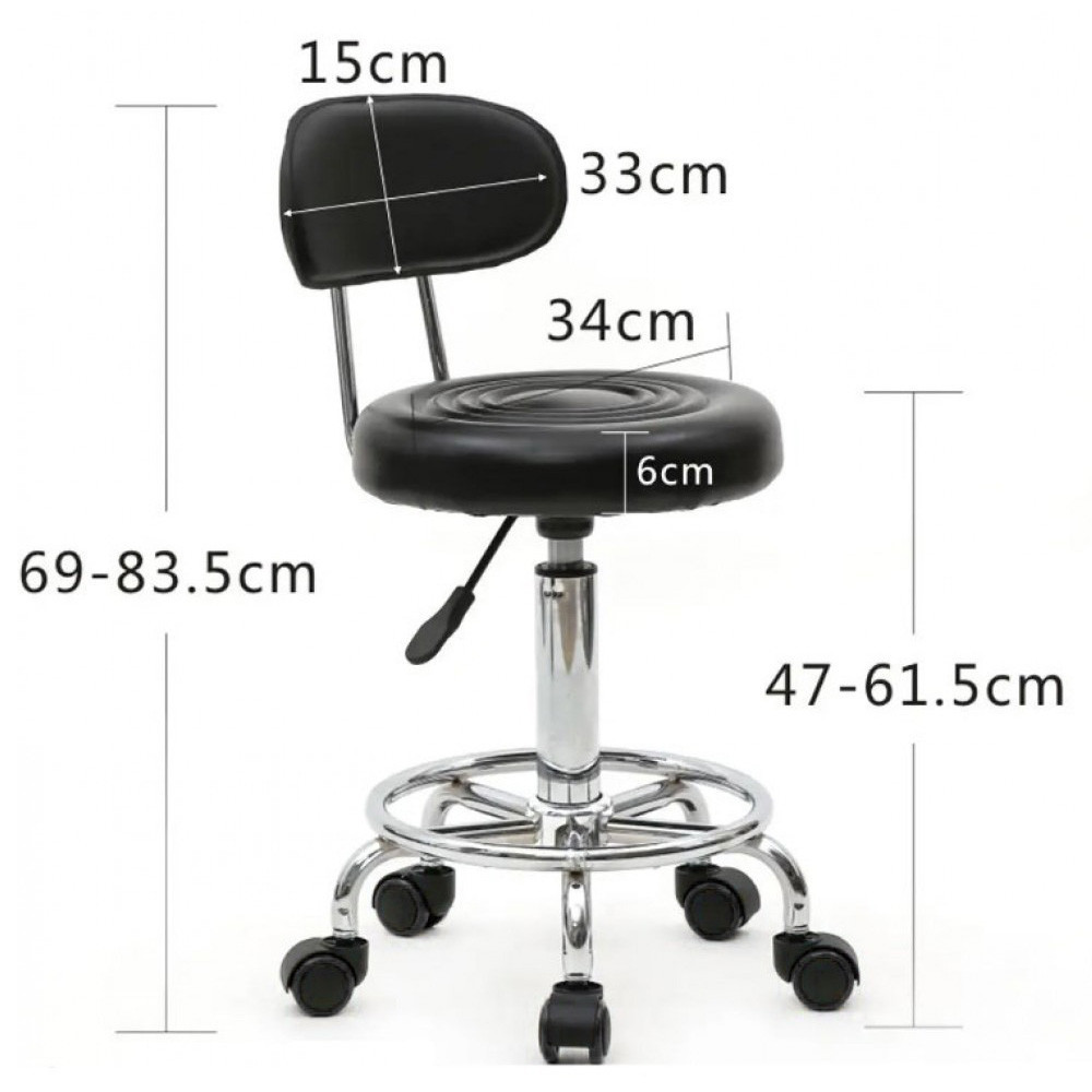 Стілець майстра косметолога круглий на коліщатках зі спинкою Bonro B-494 для салону краси Київ - фото 6