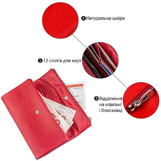 Женский кожаный кошелек Красный (ST Leather) Киев