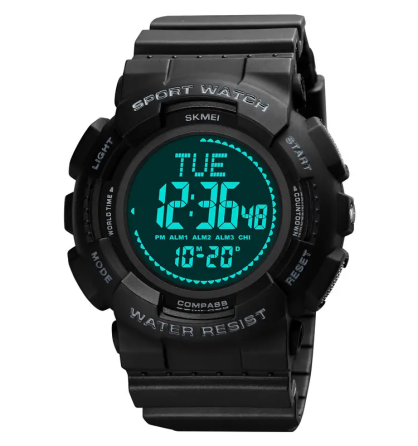 Годинник чоловічий спортивний Skmei 2077 з компасом (Чорний) Київ