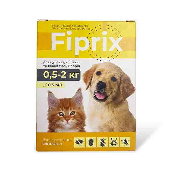 Противопаразитарные капли Fiprix (Фиприкс) для котят и щенков весом 0.5 - 2 кг (4 шт по 0.5 мл), Modes Винница