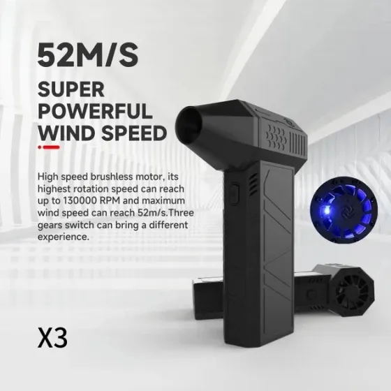 Акумуляторний повітродув Turbo Fan X3 (турботурбіна 130000 об/хв, 52 м/с, 180W, 3000 мАг, ручний турбовентилятор) Одеса