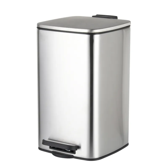 Відро для сміття з плавним закриттям квадратне Zerix Kubix-TC0108 SS Color 8л колір нержавійка (ZX5891) Київ