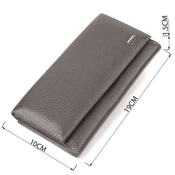 Містке жіноче портмоне з натуральної шкіри флотар CANPELLINI 21851 Сіре Київ