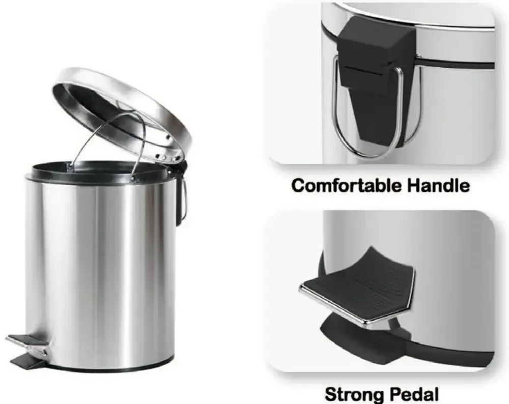Відро для сміття кругле Zerix Solo-TC0105 SS Color мале 5 л колір нерж. сталь (ZX5897) Чернівці - фото 7
