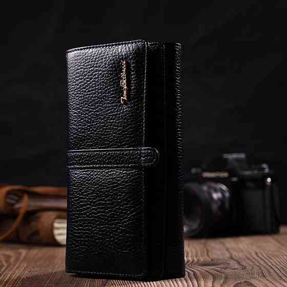 Класичний жіночий гаманець з великою кількістю відділень із натуральної шкіри Tony Bellucci 21961 Чорний Київ