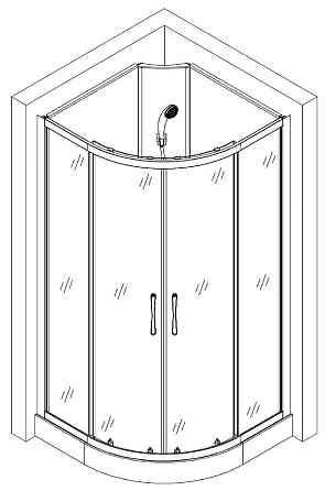 Душовий бокс півкруглий без даху SAN L90GBB BRAVO (3уп.) (000029100) Київ