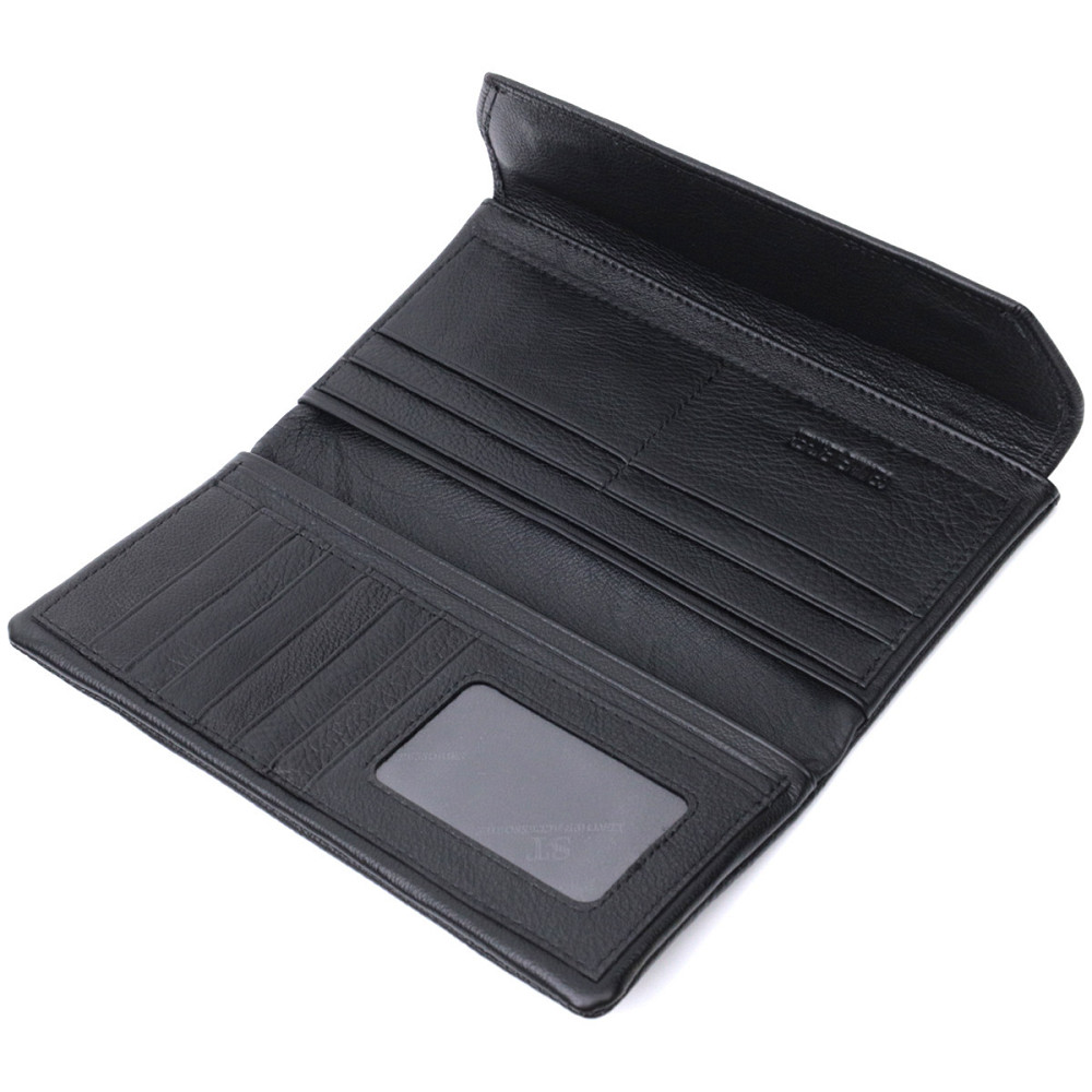 Женское портмоне с блоком для карт из натуральной кожи Черный (ST Leather) Киев - изображение 2