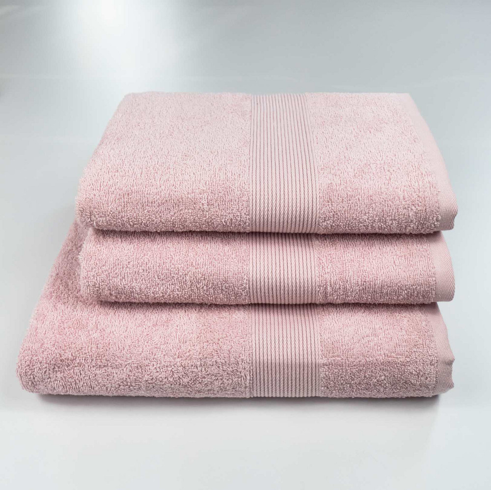 Набір махрових рушників з Бордюром 3шт GM Textile 50х90см, 50х90см, 70х140см 400г/м2 (Рожевий) Суми - фото 1