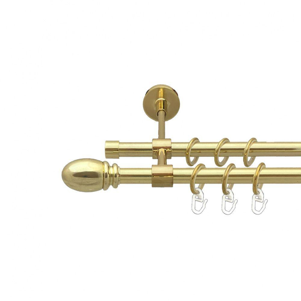 Карниз Orvit Белуно металевий дворядний закритий гладка труба кільце металеве Золото 16\16 мм 300 см Львов - изображение 1