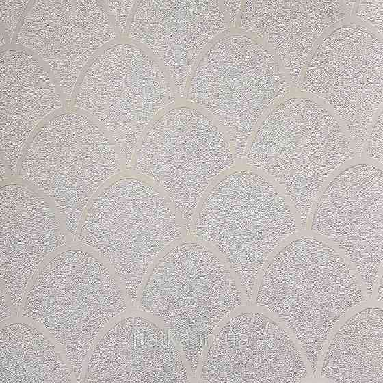 Шпалери вінілові на флізелін Marburg New Spirit Schoner Wohnen геометрія напівкола сріблясті смуги на білому Київ
