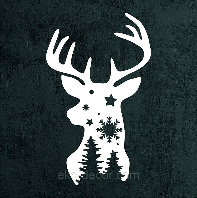 Декоративное настенное Панно «Олень», Декор на стену 90*54 см, Белый Киев - изображение 8