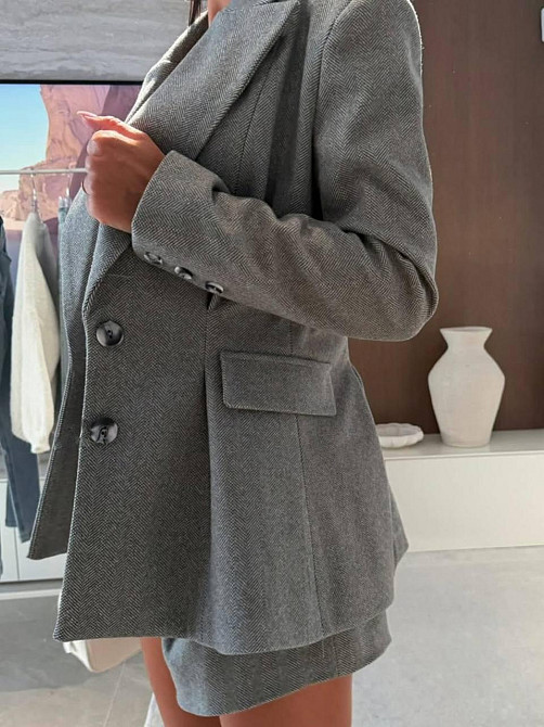 Жіночий теплий класичний костюм: піджак і шорти кашемір + підклад Графіт, 42/44 Одеса - фото 3