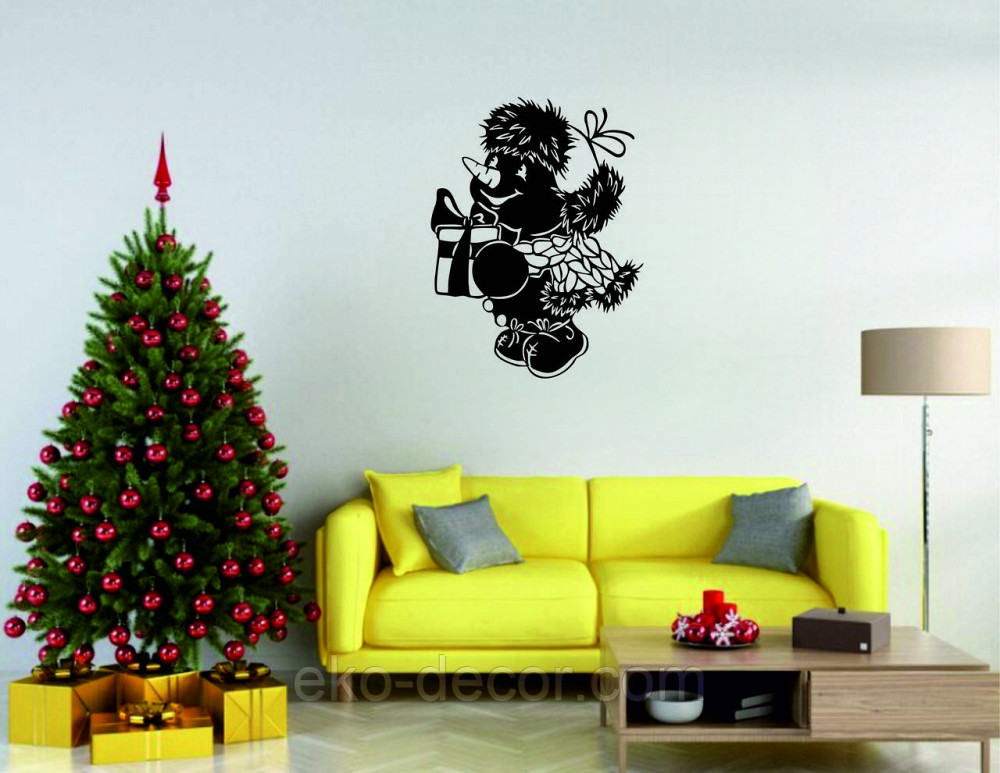 Декоративное настенное Панно «Снеговик», Декор на стену 110*83 см, Черный Киев - изображение 4