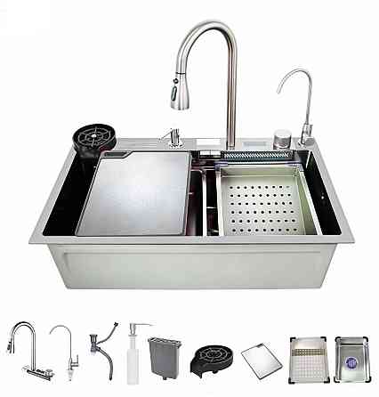 Мойка многофункциональная Zerix ZH7546-SET-07 Decor SS Color со встроенным смесителем из нерж. стали (ZM5598) Киев