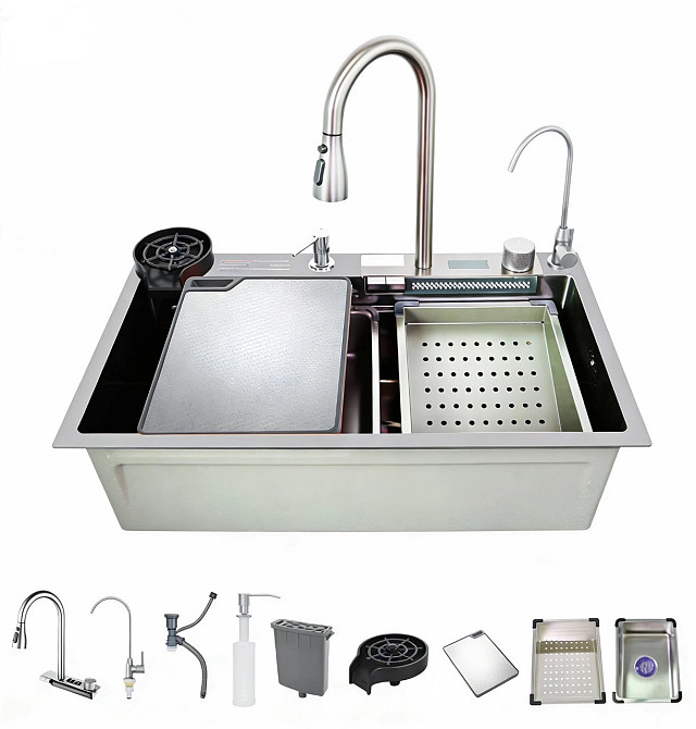 Мийка багатофункціональна Zerix ZH7546-SET-07 Decor SS Color з вбудованим змішувачем з нерж. сталі (ZM5598) Київ - фото 4