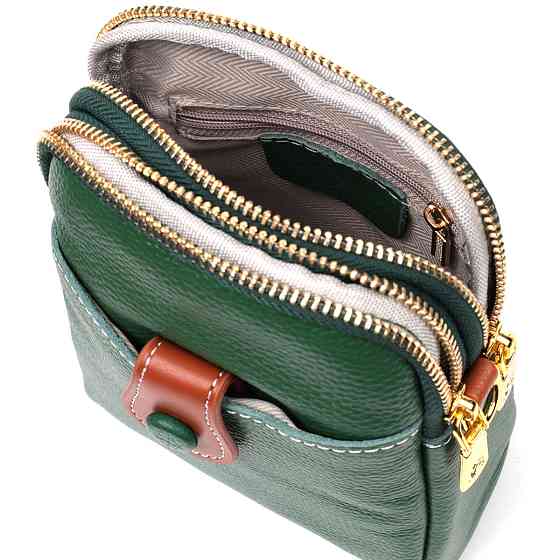 Невелика сумка трапеція для жінок з натуральної шкіри Vintage 22268 Зелена Київ