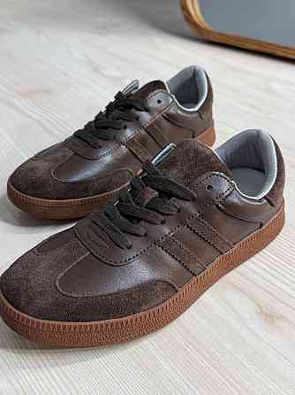 Кеды женские Hengji 8009-9 samba комбинированные кожа-замша коричневые, 41, 26 см Киев