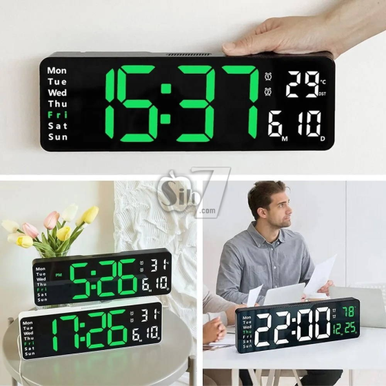 Цифровые настенные часы DS-6629 с зелеными LED-цифрами, пультом, температурой, датой, будильником, таймером, USB Киев