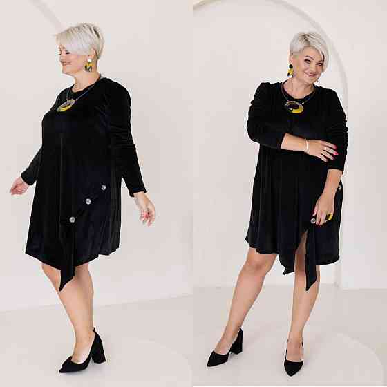 Жіноча стильна коротка сукня батал з королівського велюру Одеса